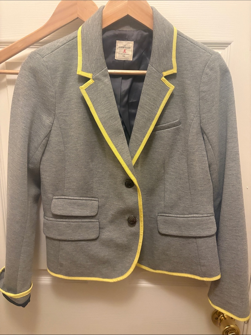 GAP Gray Blazer with Yellow Trim